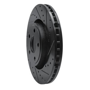 Dodge Durango Brake Rotor (1) - Front Right - R1 Concepts - Drilled & Slotted - Black - `11-`25